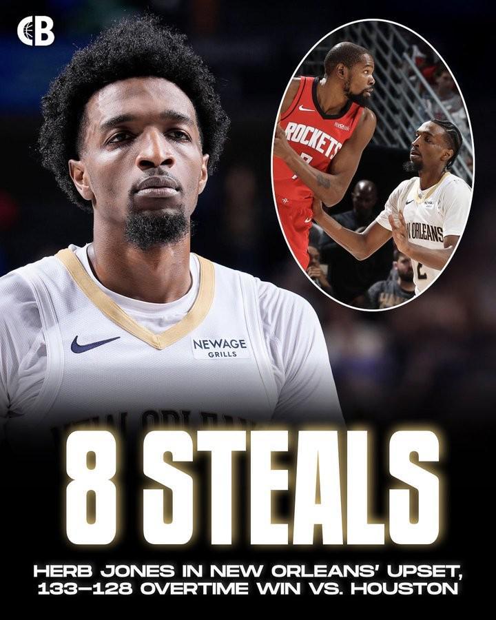 堪比強(qiáng)盜，赫伯特-瓊斯對(duì)火箭送出8次搶斷創(chuàng)生涯新高